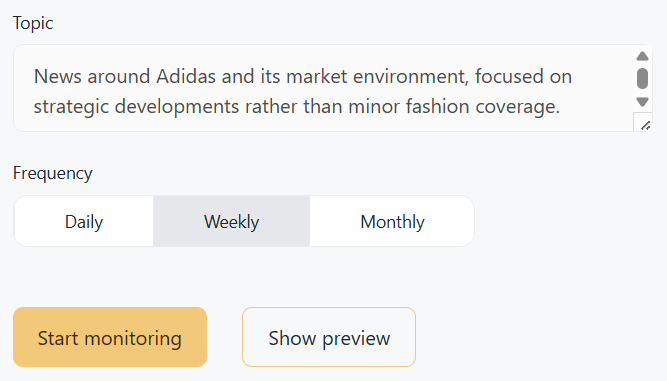 add topic for competitor news monitoring
