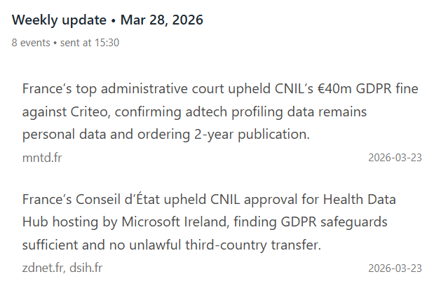 recent CNIL updates in France